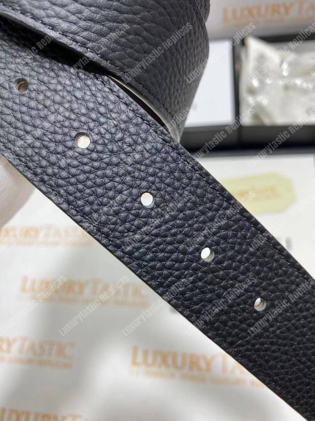 G*u*i reversible leather belt with double g buckle