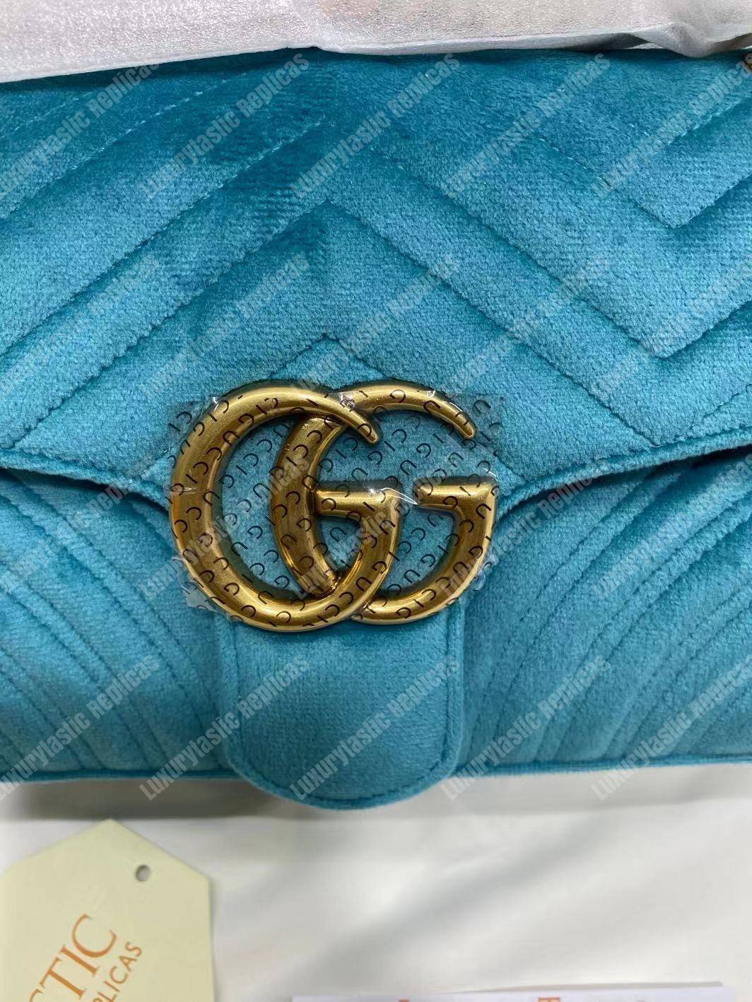 G*u*i gg marmont velvet shoulder bag blue