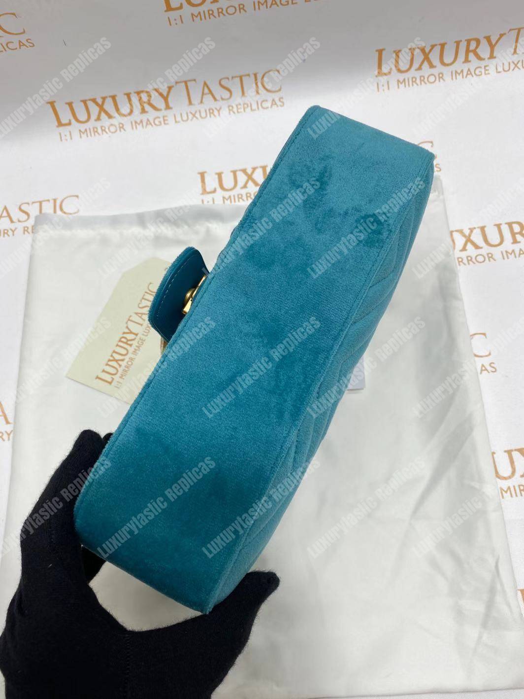 G*u*i gg marmont velvet shoulder bag blue