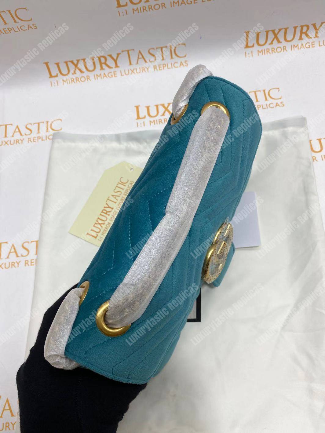 G*u*i gg marmont velvet shoulder bag blue