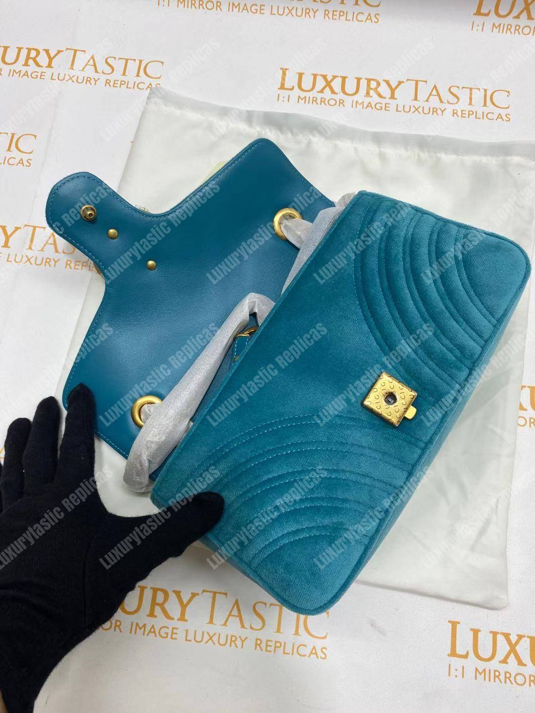 G*u*i gg marmont velvet shoulder bag blue