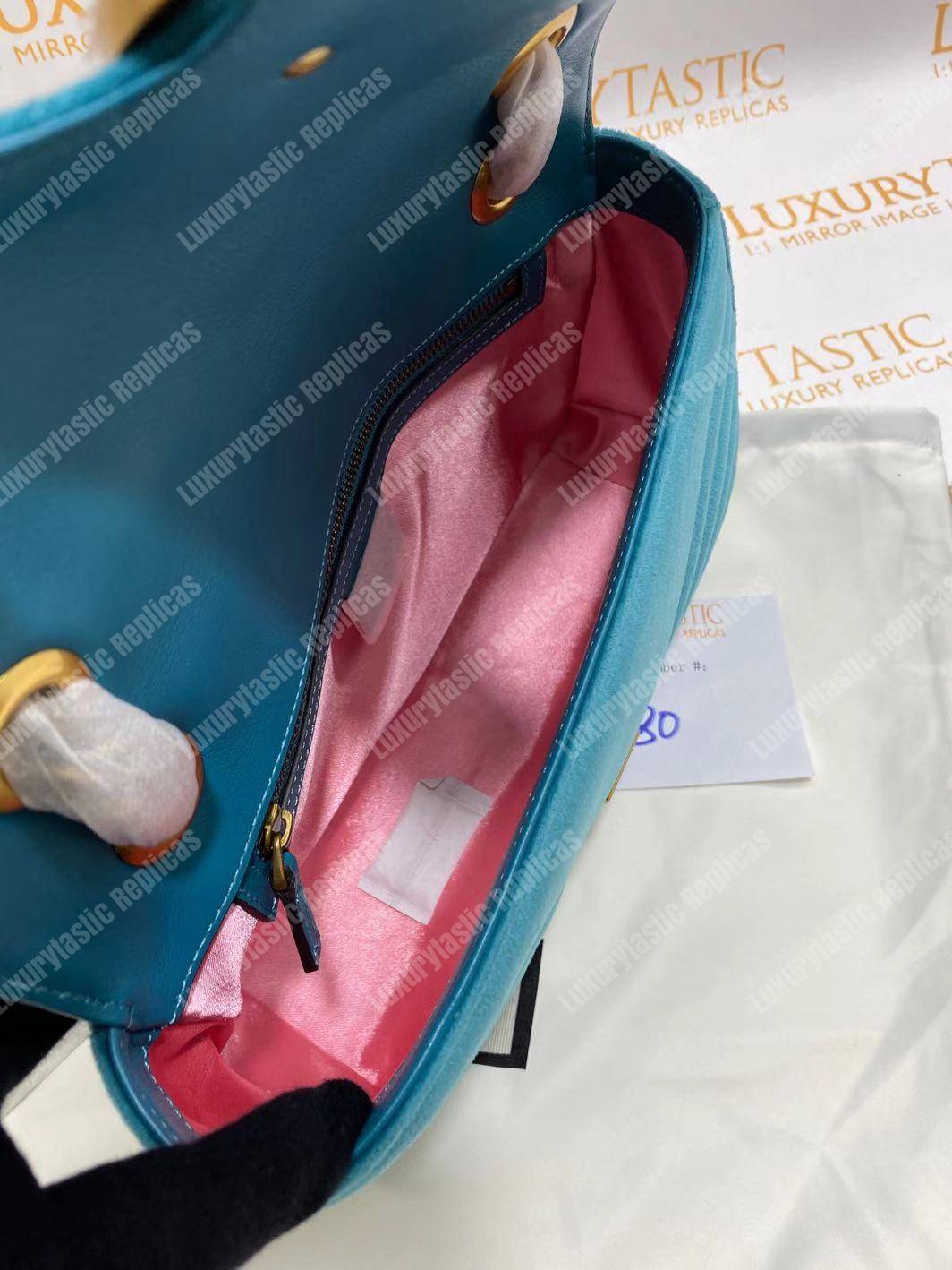 G*u*i gg marmont velvet shoulder bag blue