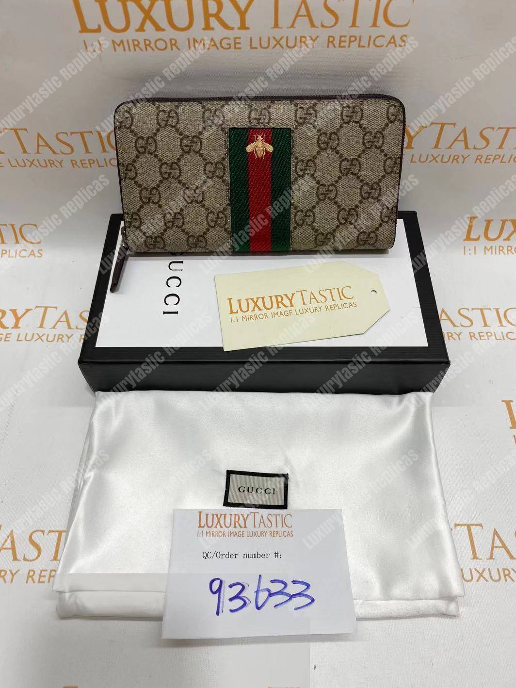 G*u*i web gg sup*e zip around wallet with bee embroidery