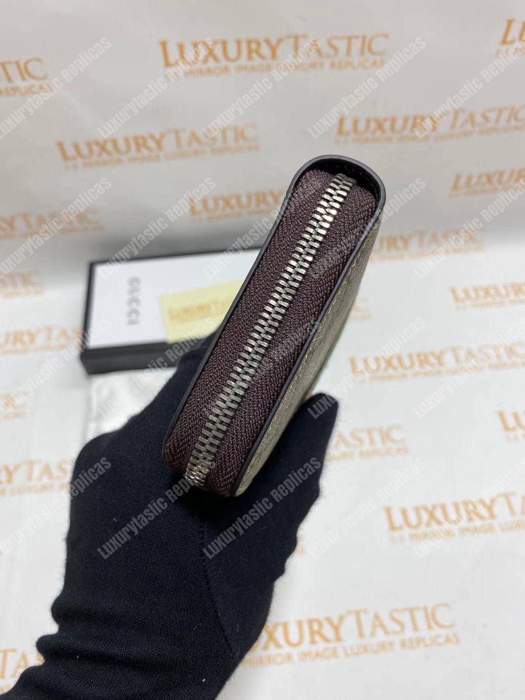 G*u*i web gg sup*e zip around wallet with bee embroidery