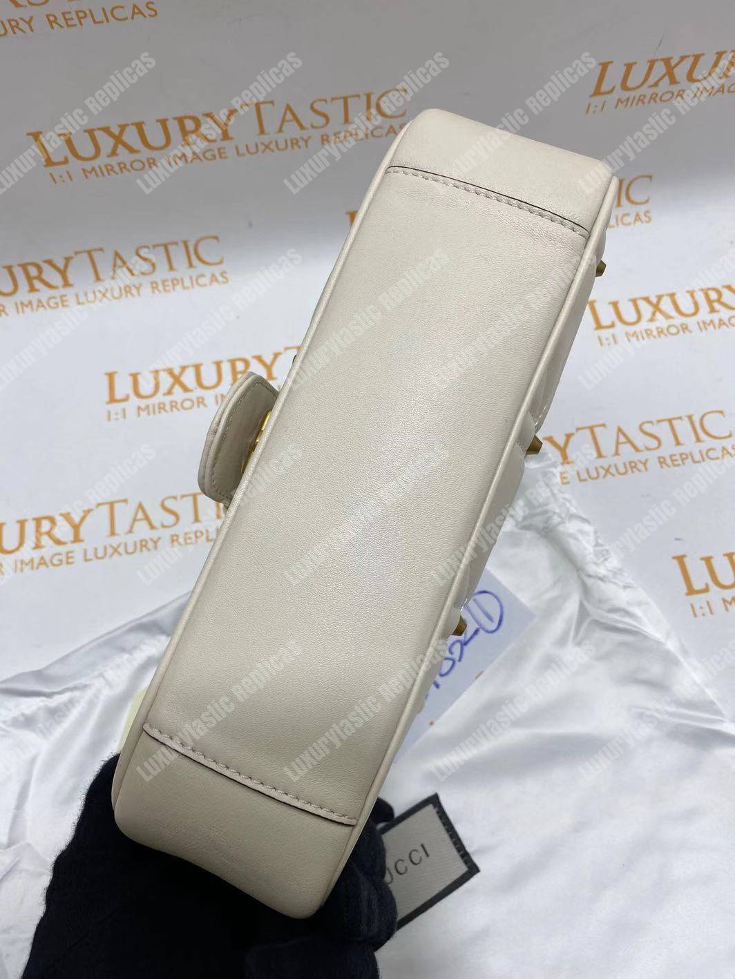 G*u*i gg marmont small matelassé shoulder bag with pearls white