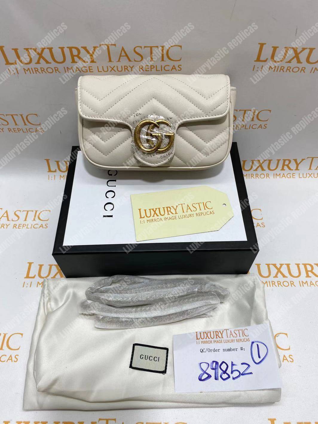 G*u*i gg marmont matelassé super mini bag white