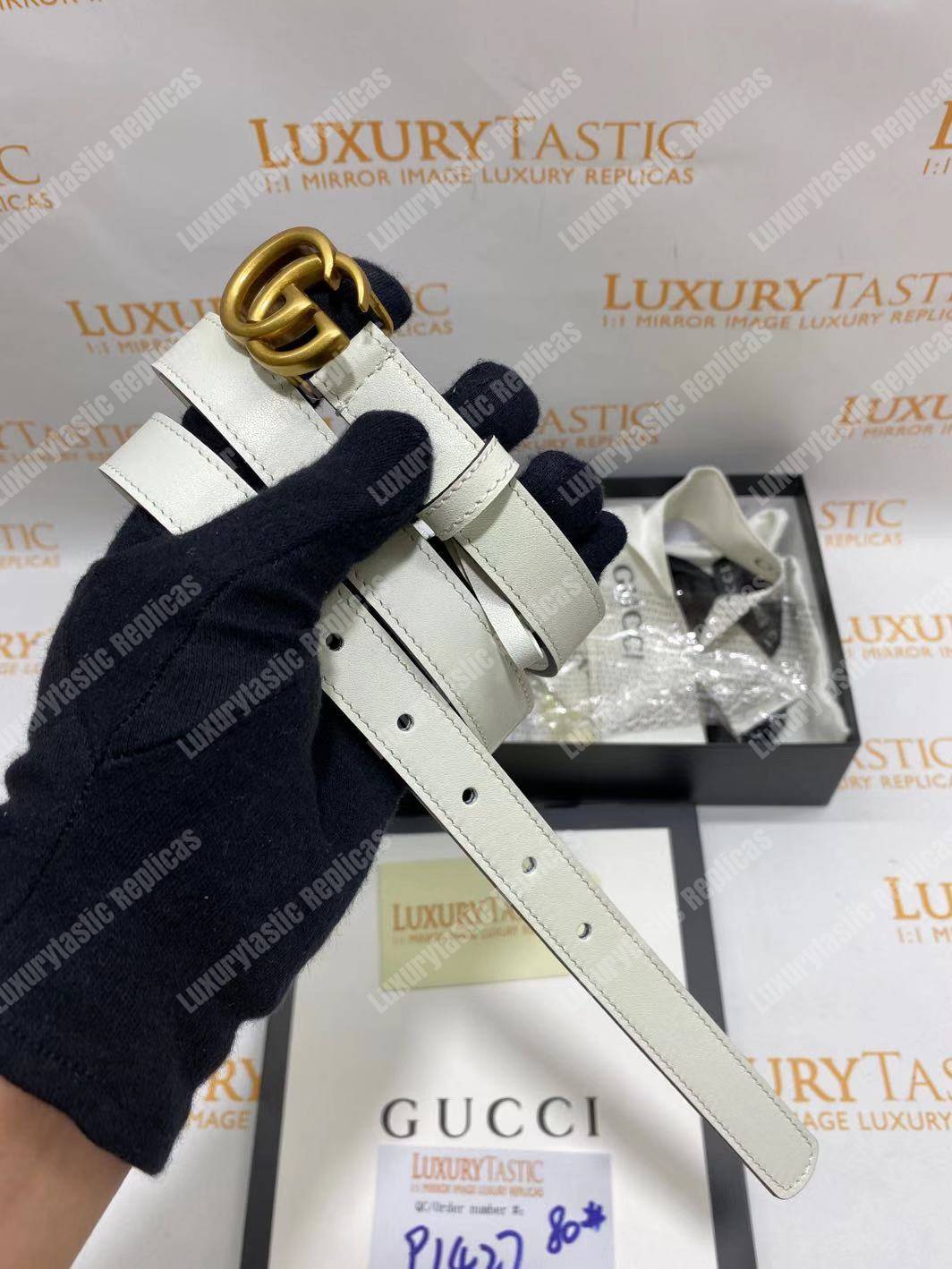 Leather belt with Double G buckle