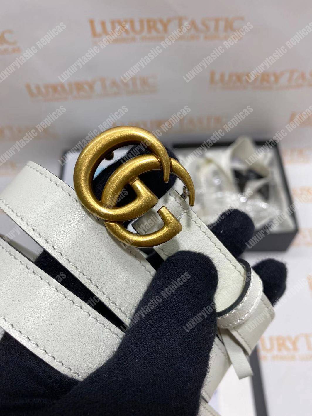 Leather belt with Double G buckle