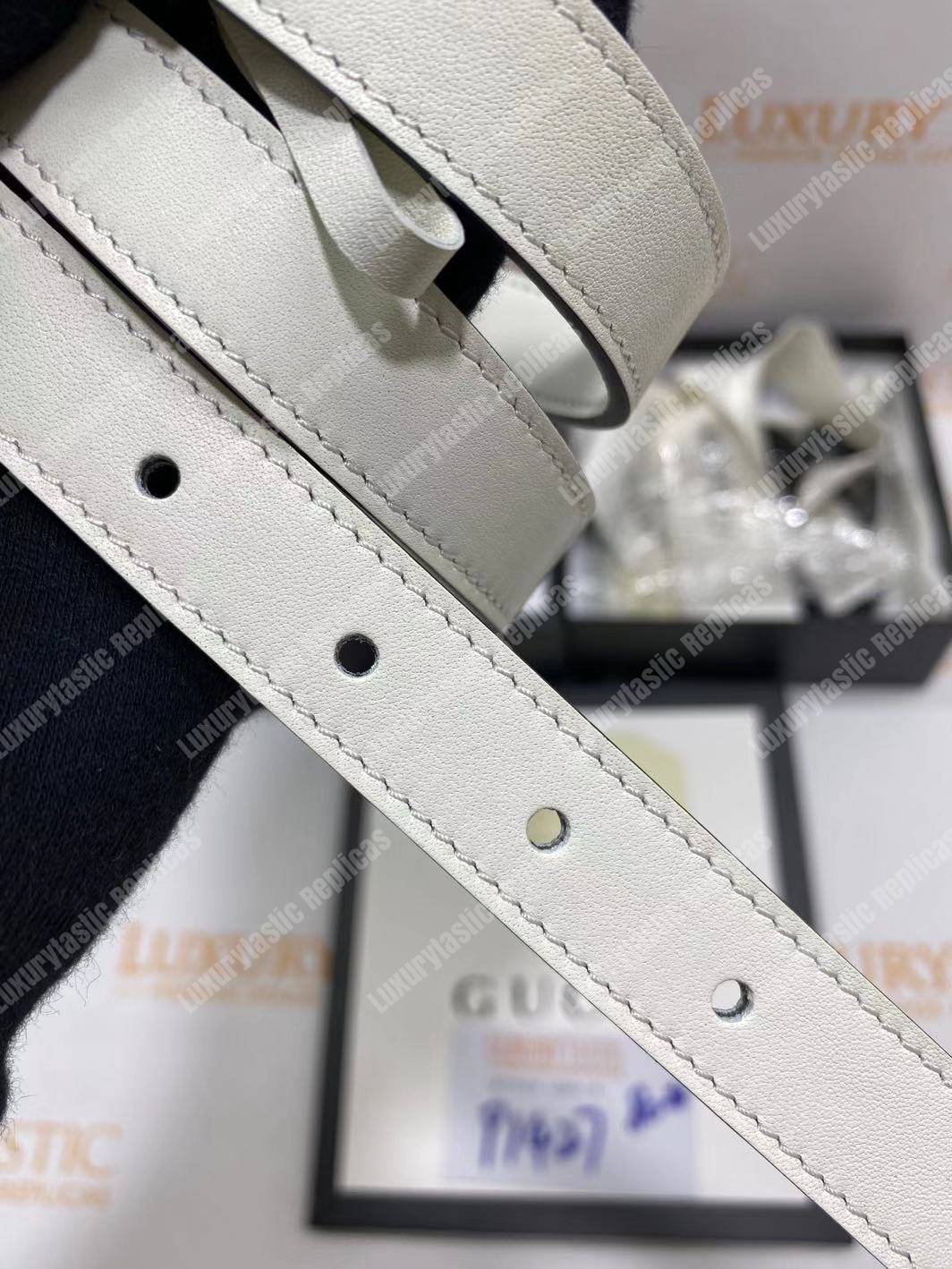Leather belt with Double G buckle