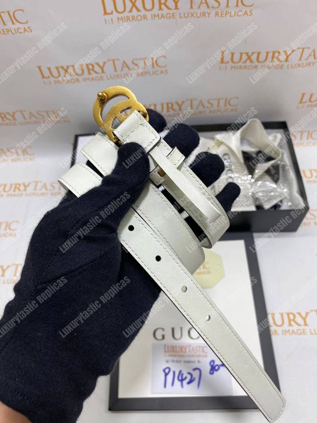 Leather belt with Double G buckle