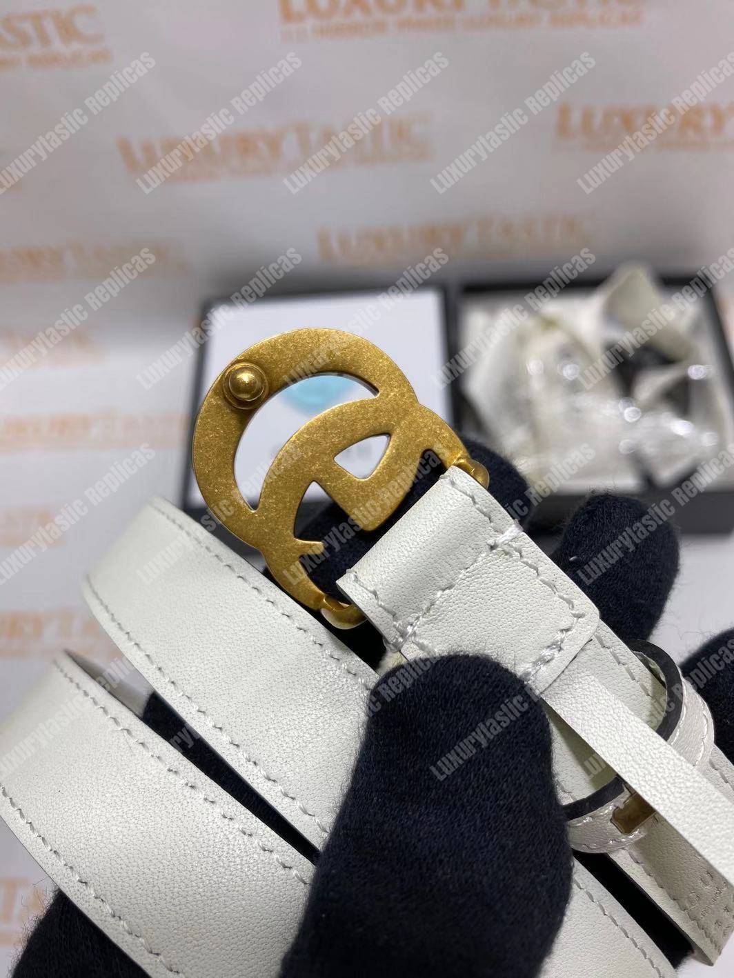 Leather belt with Double G buckle