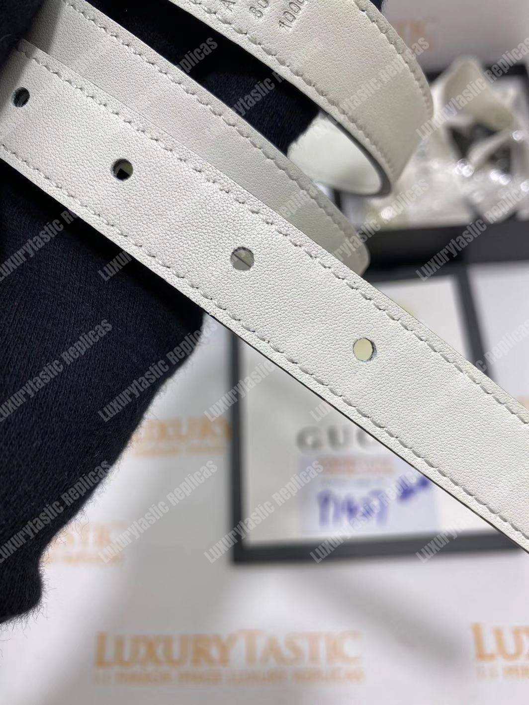 Leather belt with Double G buckle