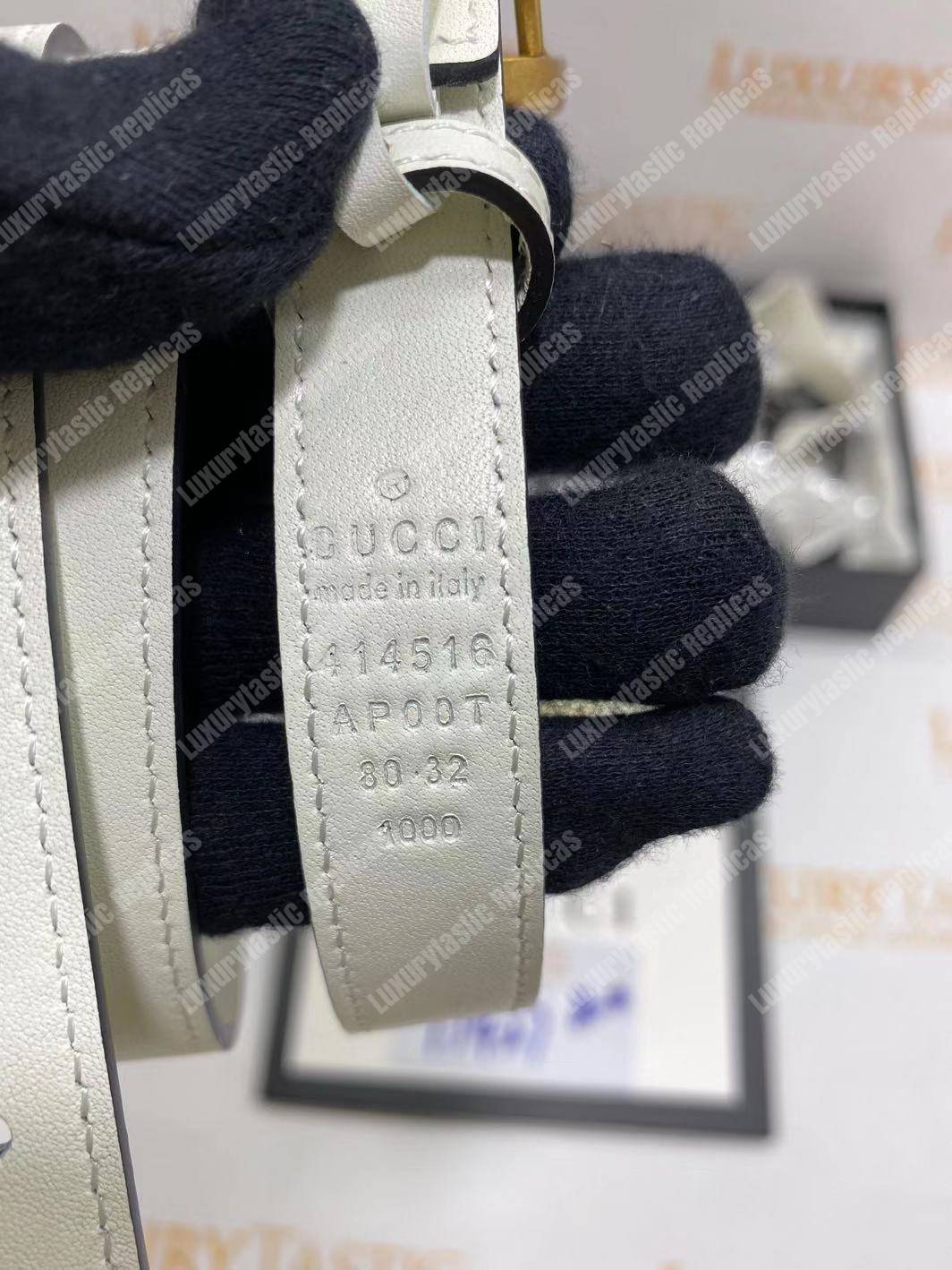 Leather belt with Double G buckle