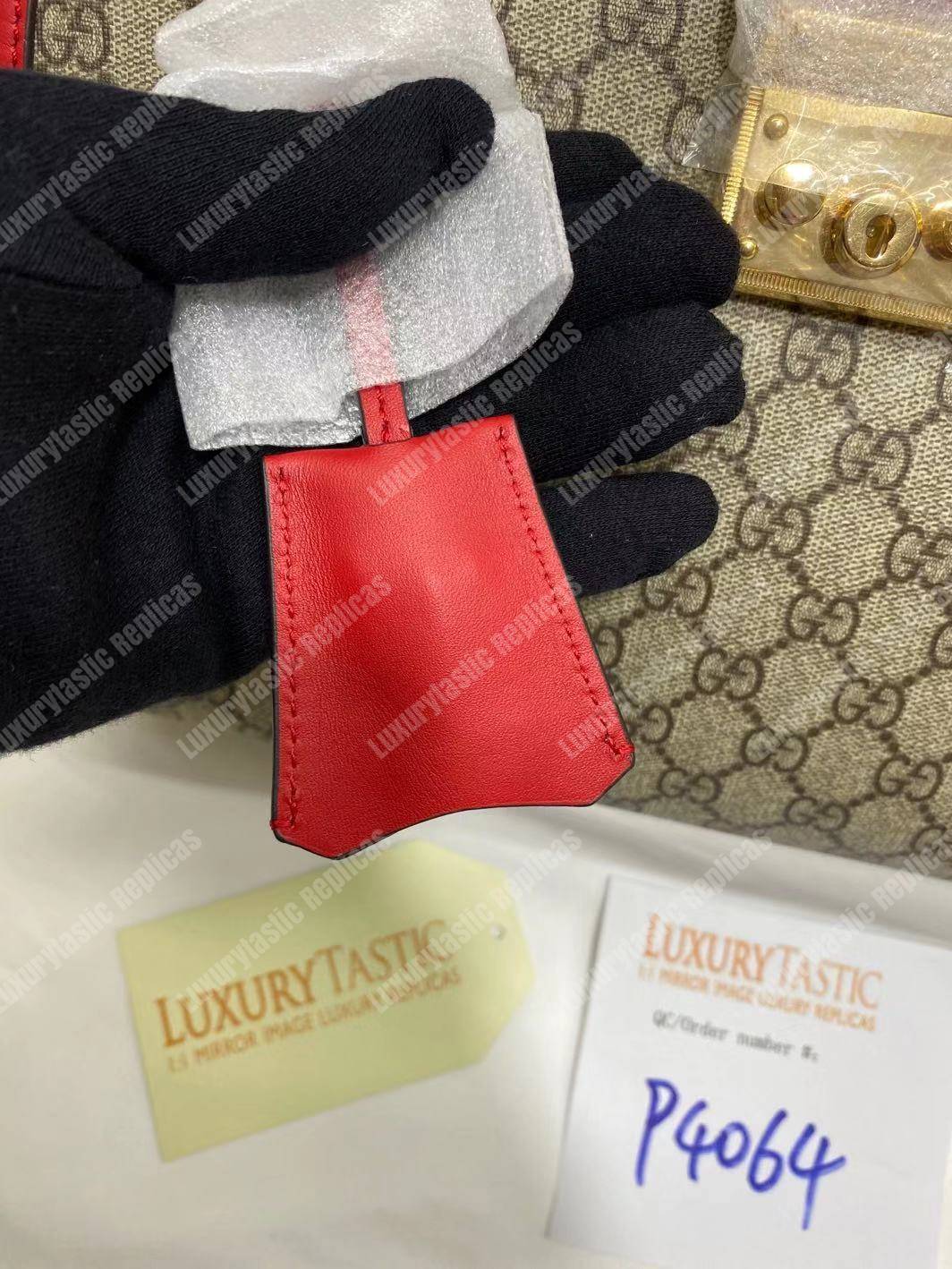 G*u*i padlock medium gg shoulder beige/ebony red