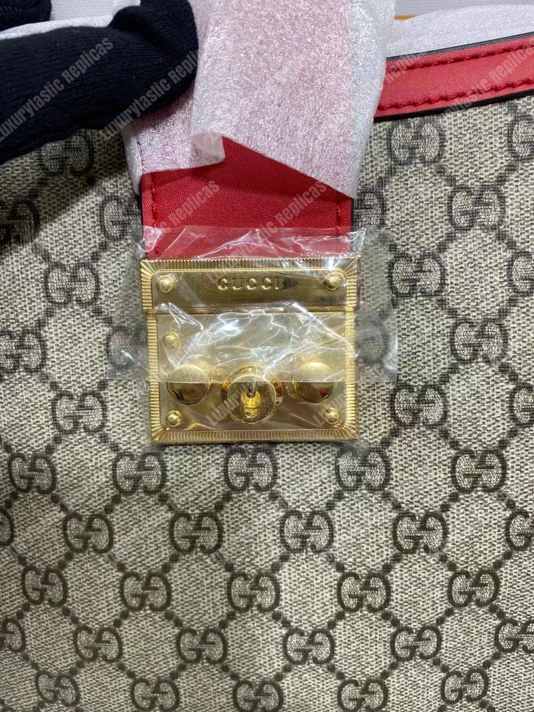 G*u*i padlock medium gg shoulder beige/ebony red