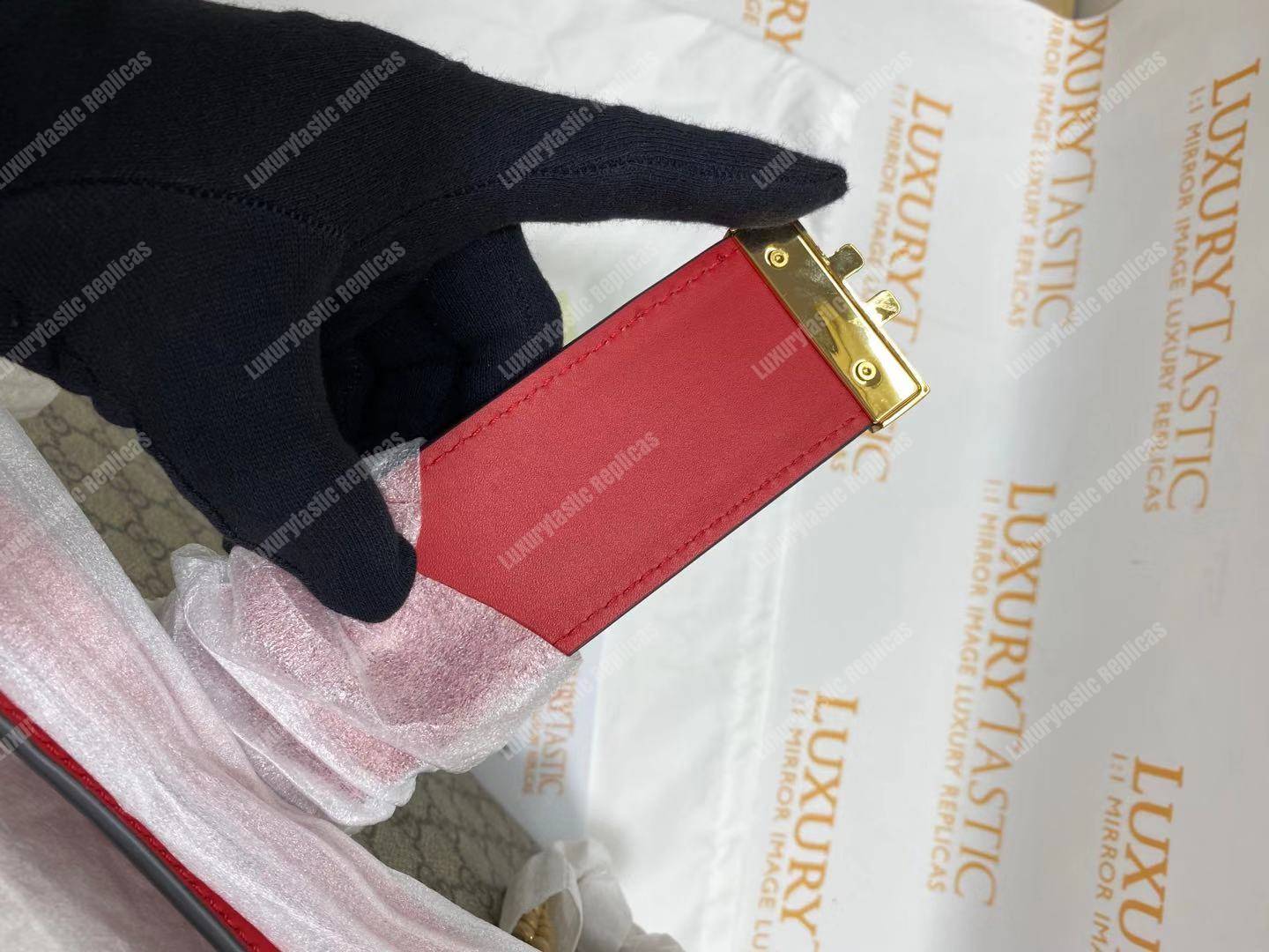 G*u*i padlock medium gg shoulder beige/ebony red