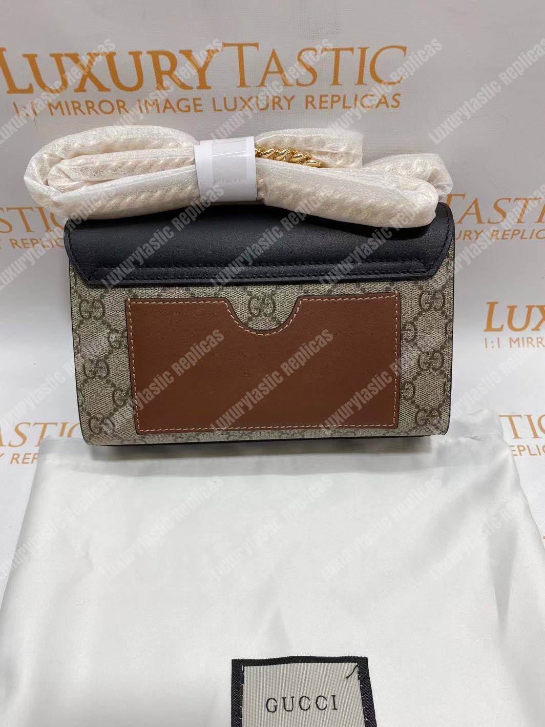 G*u*i padlock small gg sup*e canvas shoulder bag black/brown