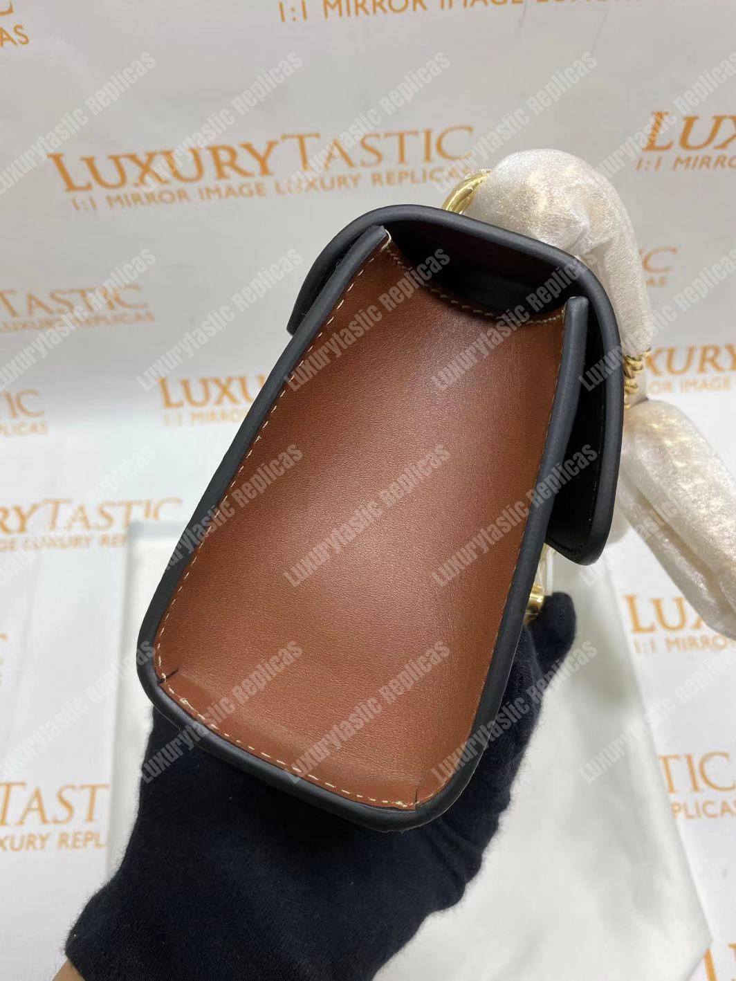 G*u*i padlock small gg sup*e canvas shoulder bag black/brown