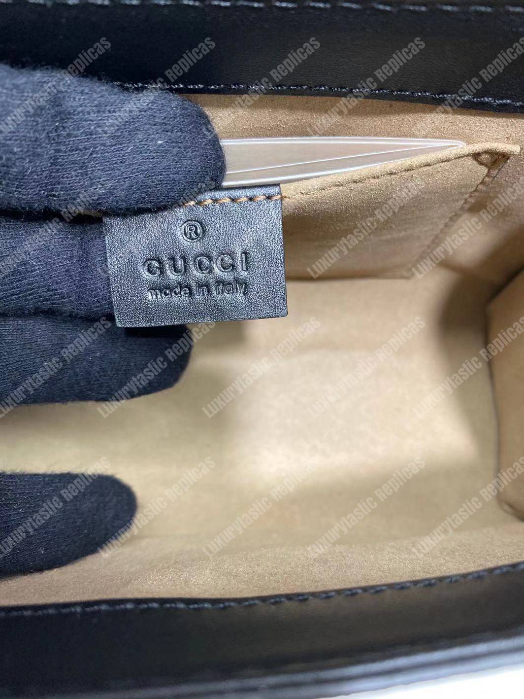 G*u*i padlock small gg sup*e canvas shoulder bag black/brown