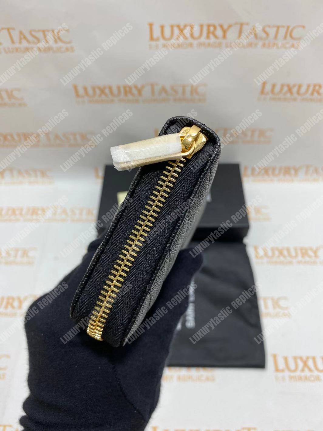 Saint Laurent Monogram Zip Around Wallet Black Grain De Poudre