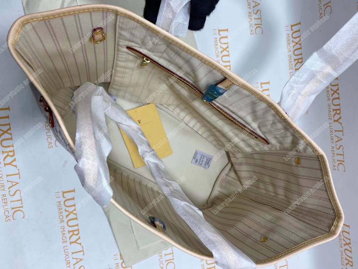 LV Neverfull MM Damier Azur Beige