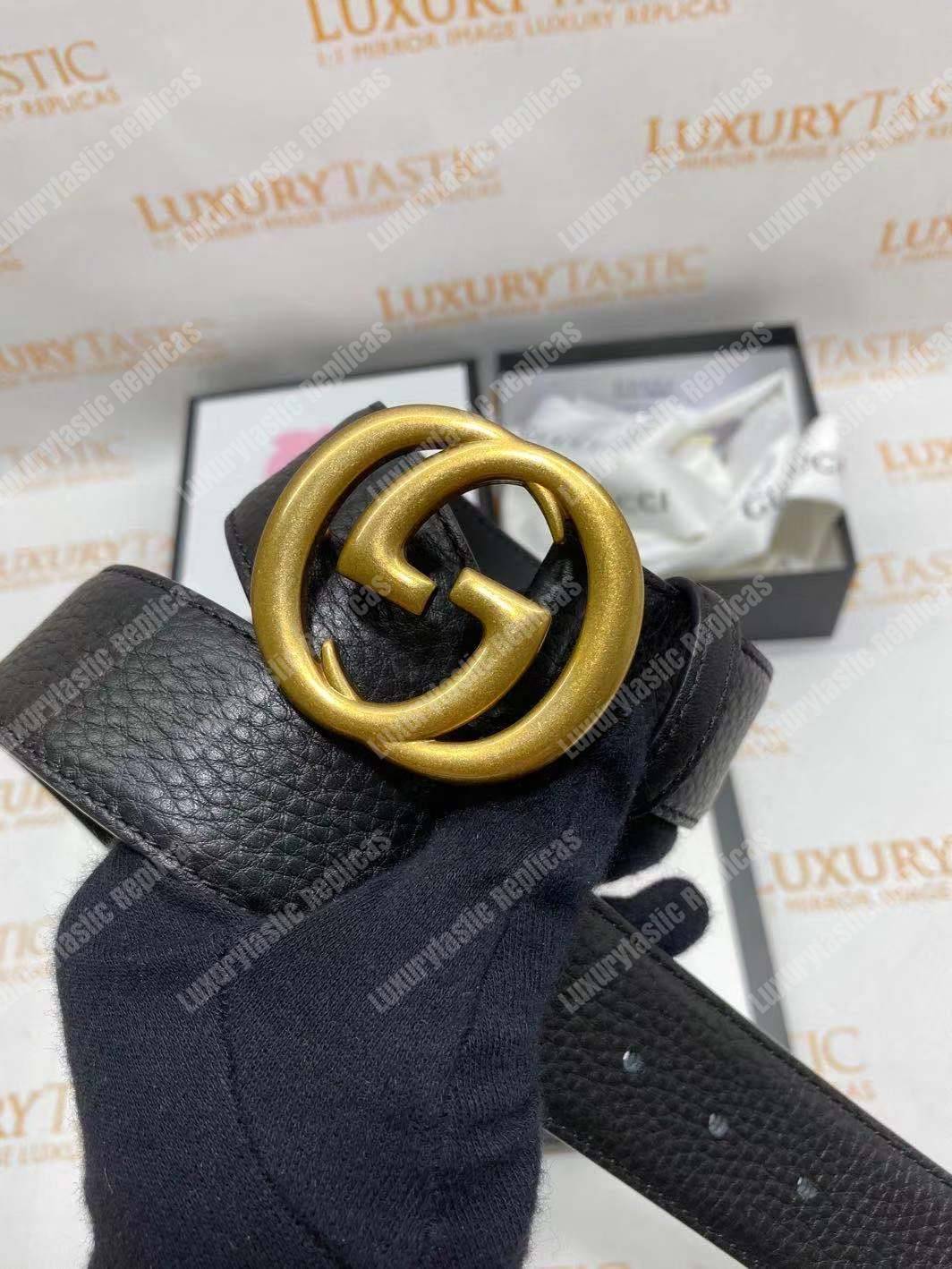 G*u*i leather belt with interlocking g buckle