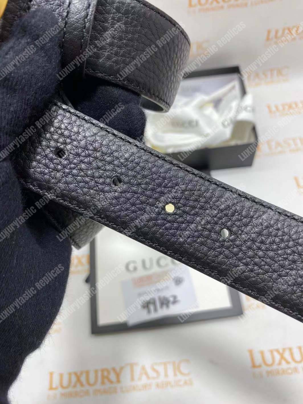 G*u*i leather belt with interlocking g buckle