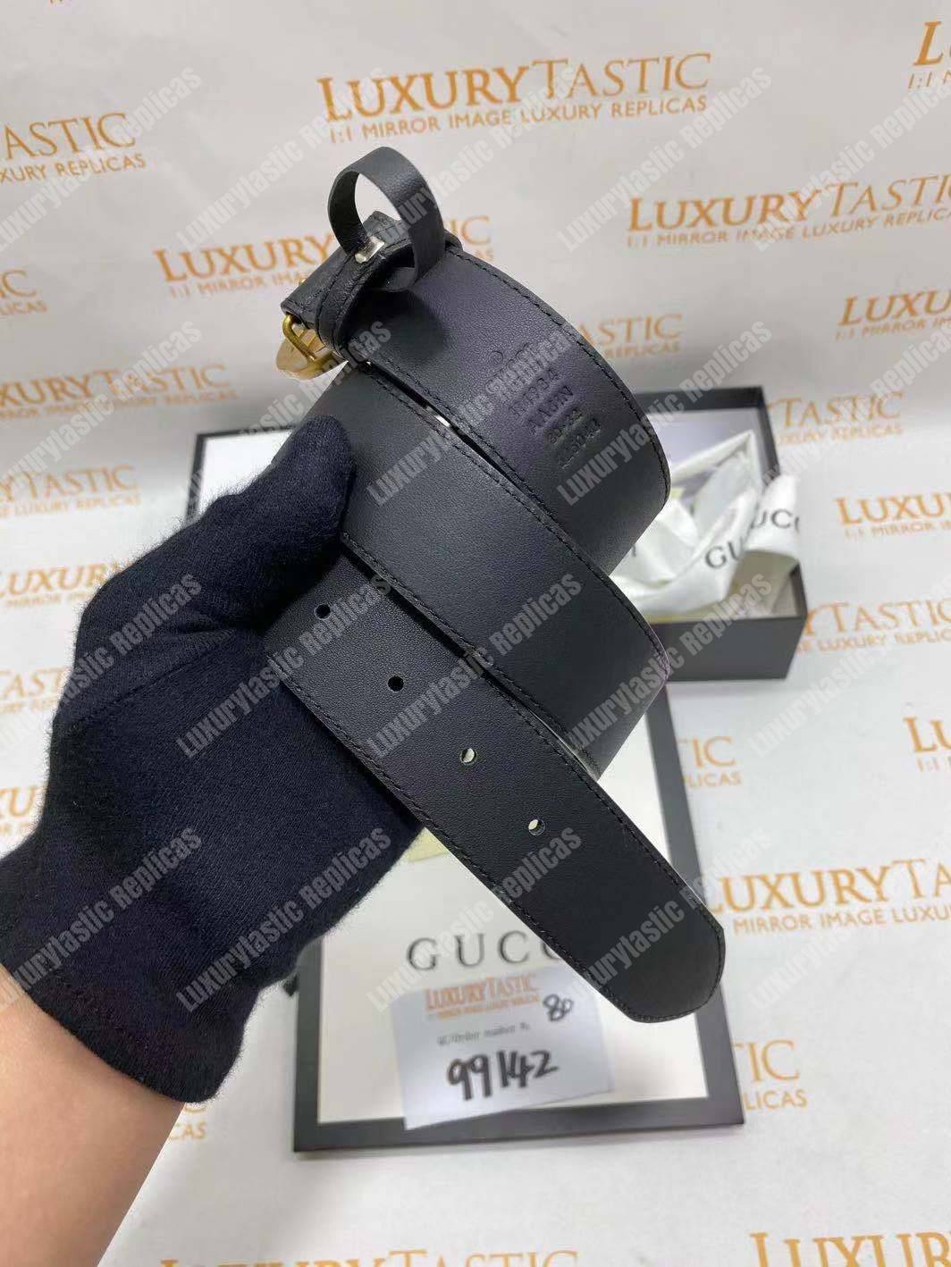 G*u*i leather belt with interlocking g buckle