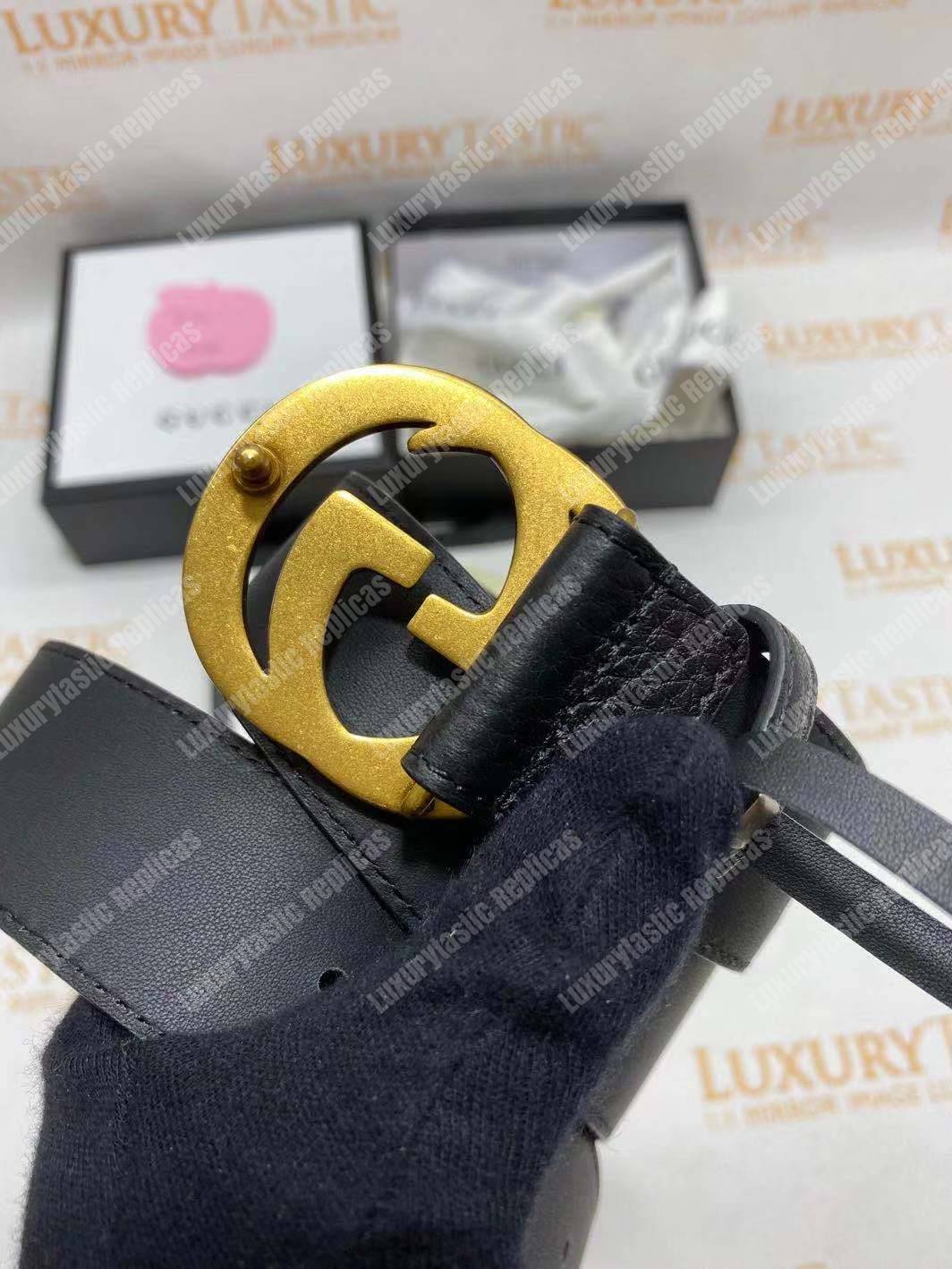 G*u*i leather belt with interlocking g buckle