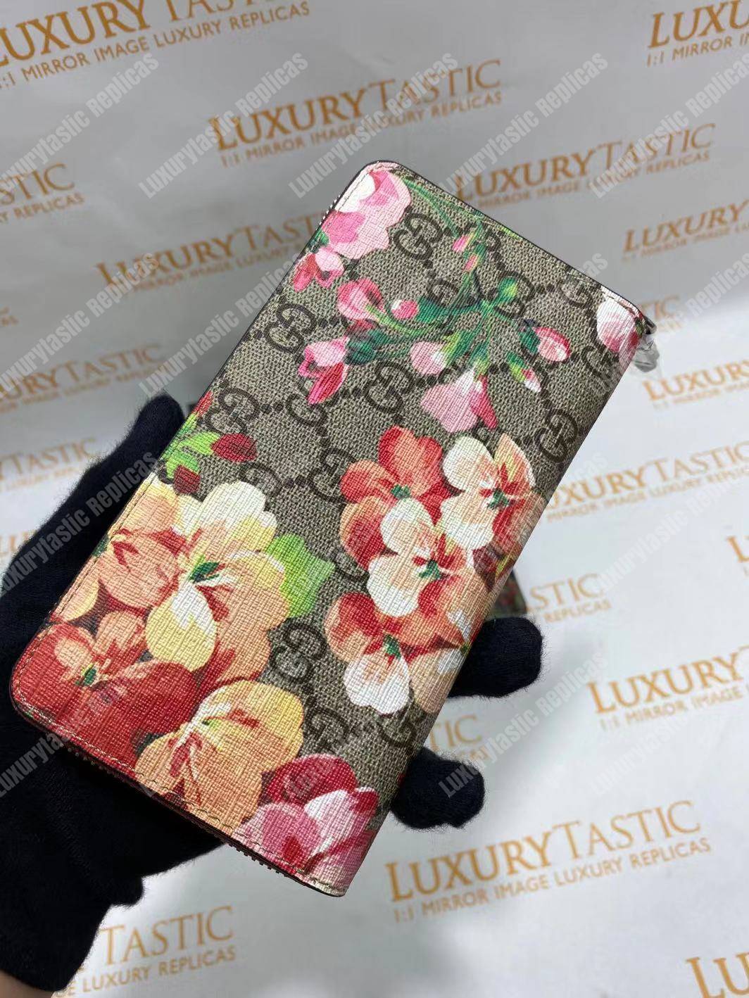 G*u*i gg blooms sup*e zip around wallet antique pink