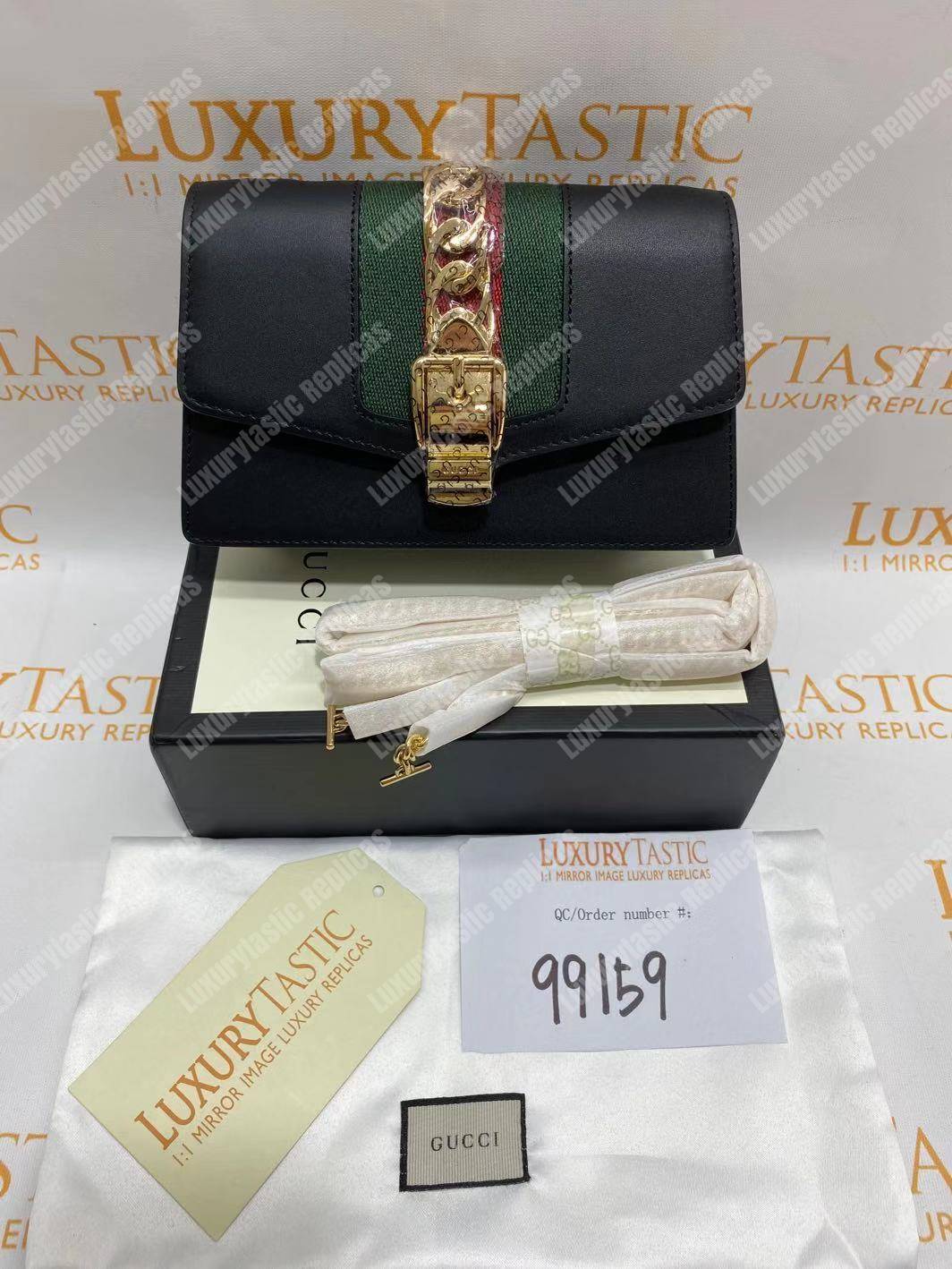 G*u*i sylvie leather mini chain bag black