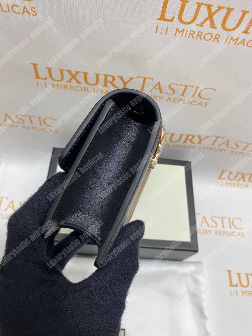 G*u*i sylvie leather mini chain bag black