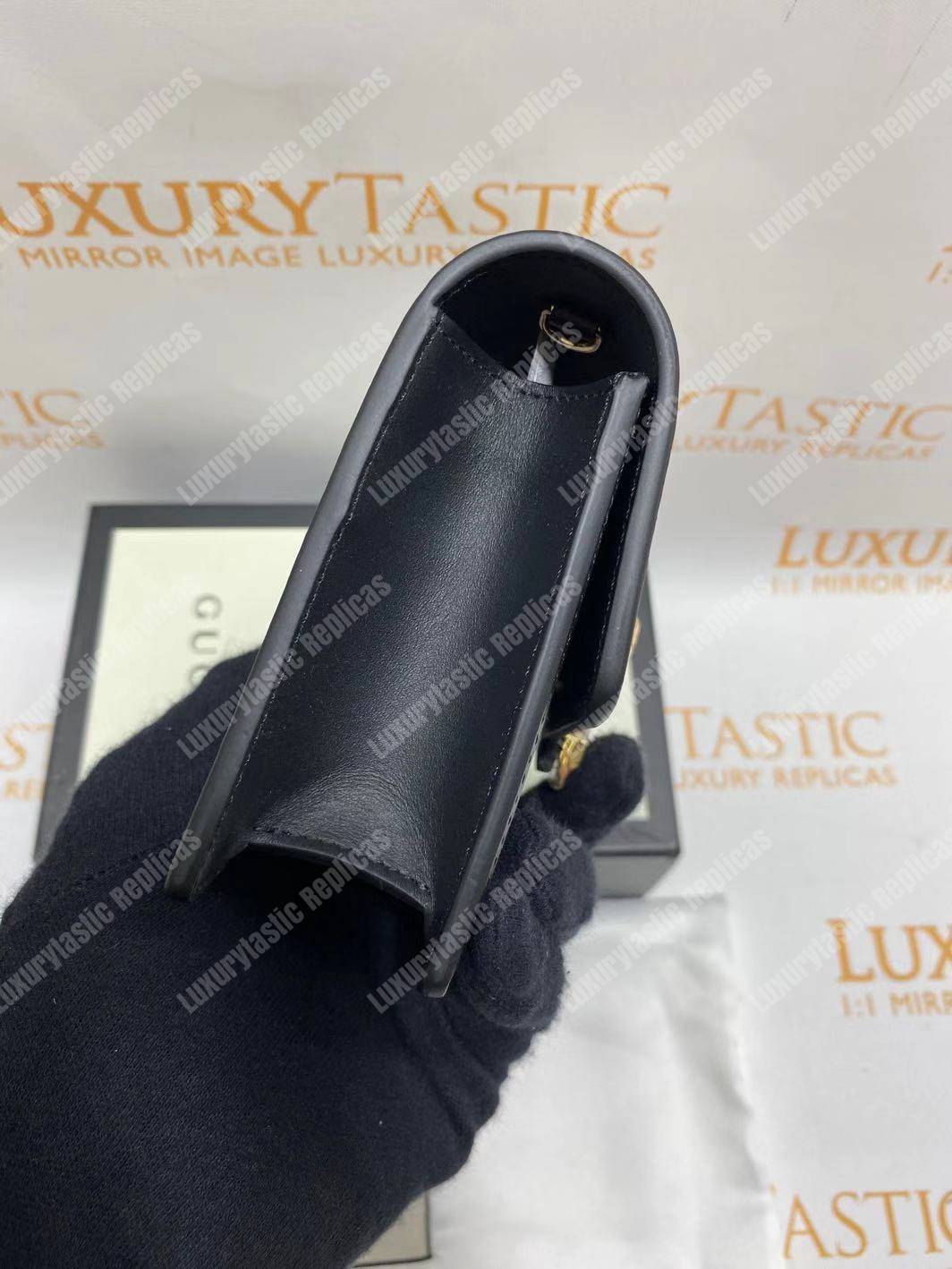 G*u*i sylvie leather mini chain bag black