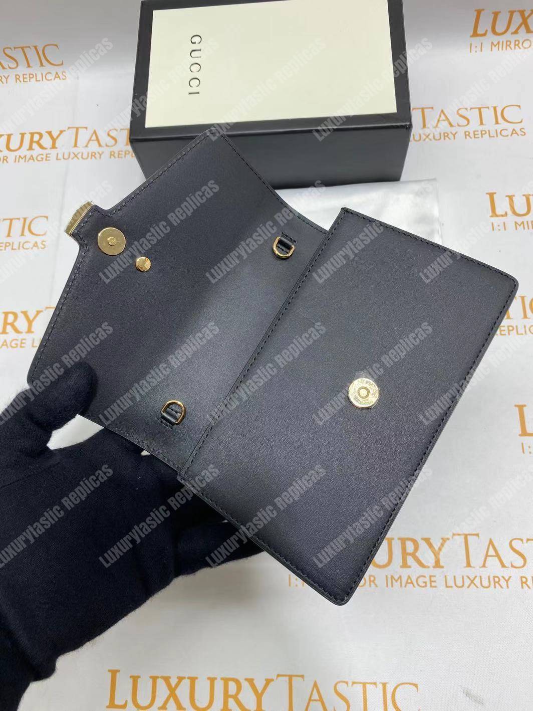 G*u*i sylvie leather mini chain bag black