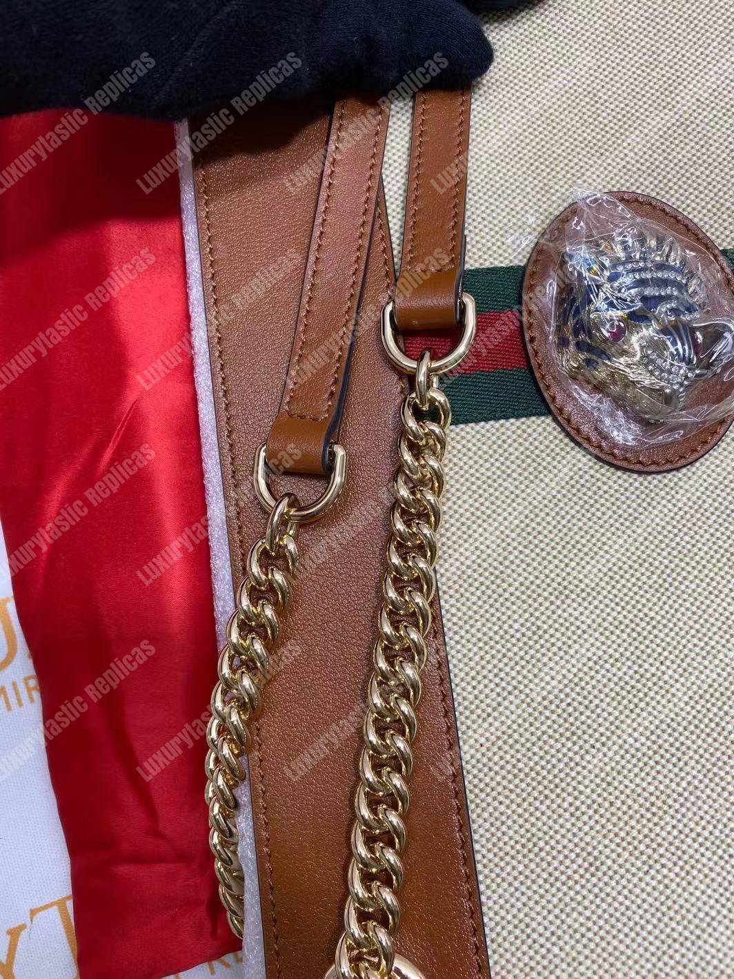 G*u*i online exclusive rajah large tote brown trim