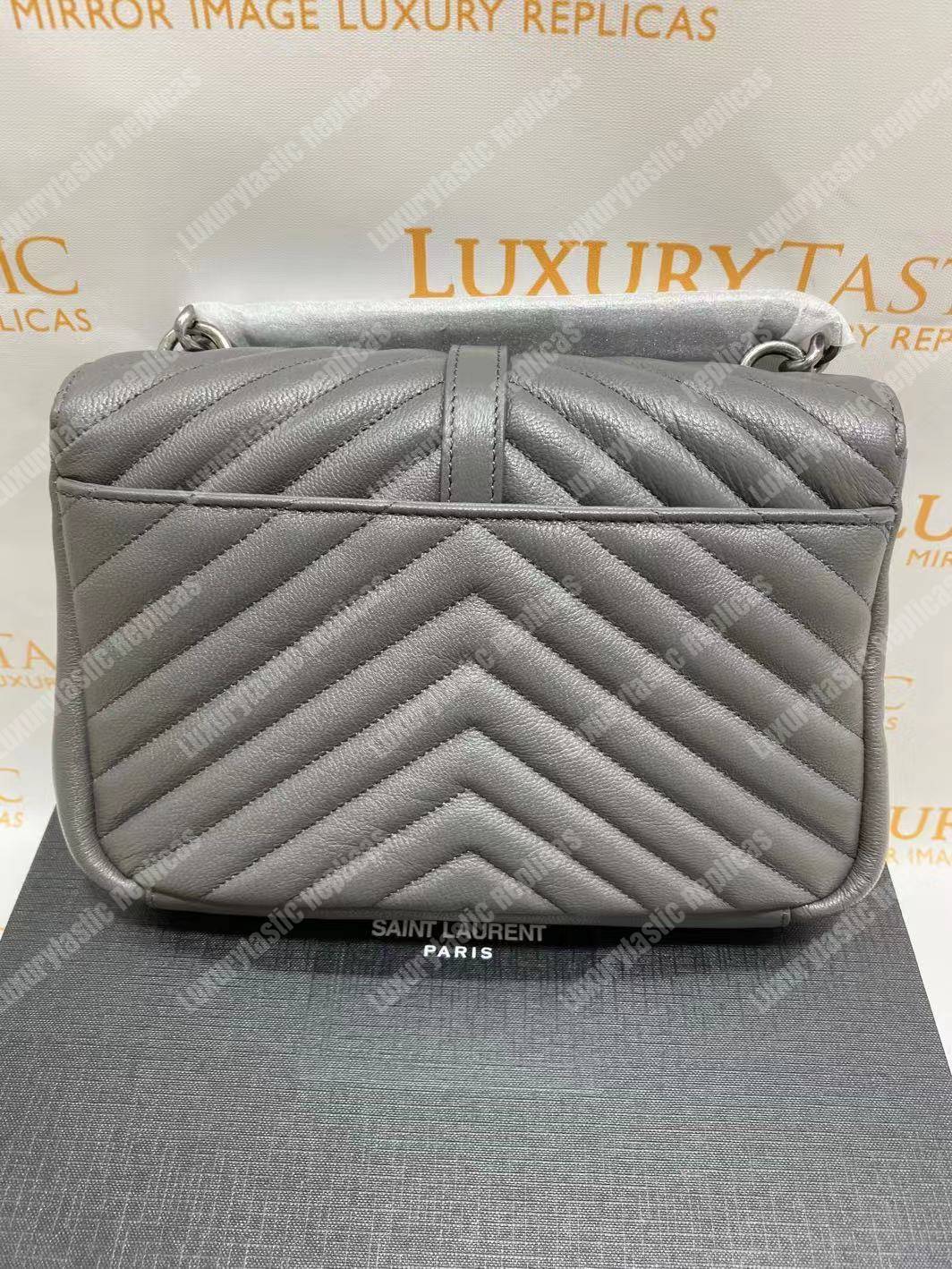 Saint Laurent Classic Medium College Monogram Earth Grey Silver-Toned