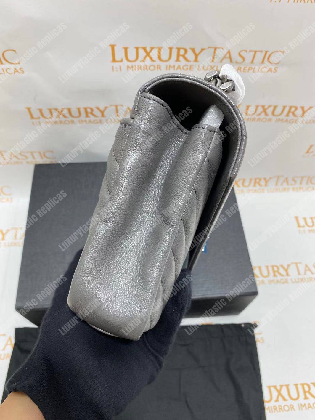 Saint Laurent Classic Medium College Monogram Earth Grey Silver-Toned