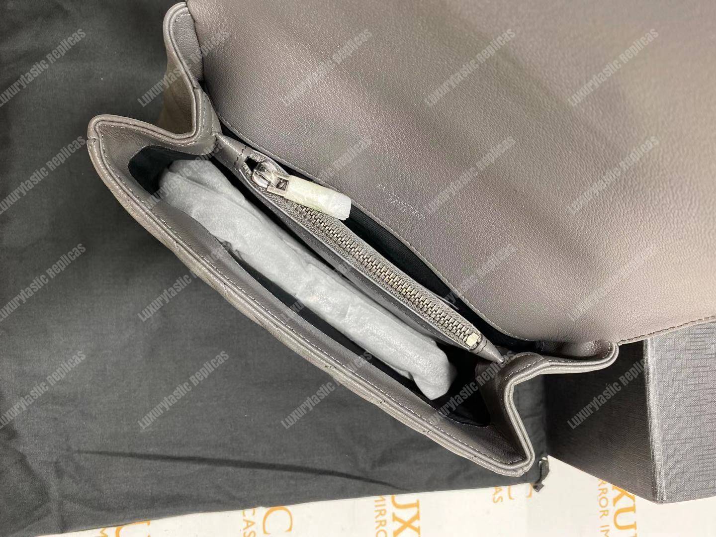 Saint Laurent Classic Medium College Monogram Earth Grey Silver-Toned
