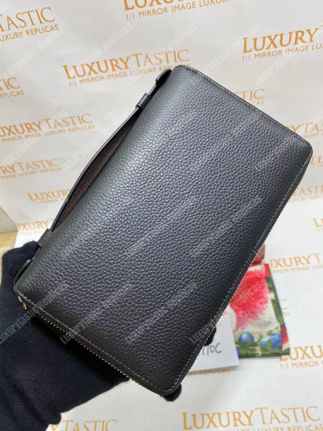 G*u*i pebbled calfskin soho travel document case black