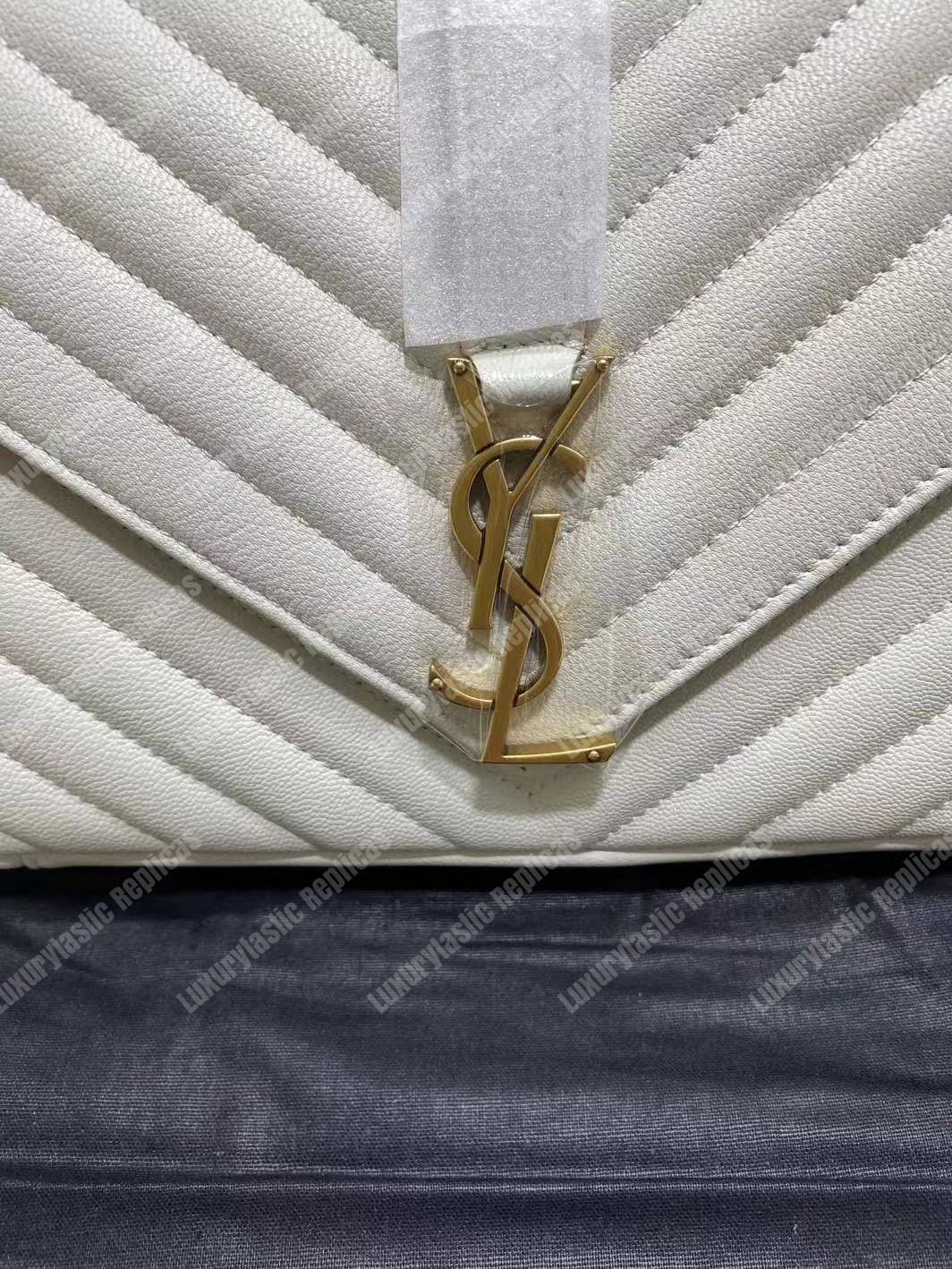 Saint Laurent Classic Medium College Monogram White Gold-Toned
