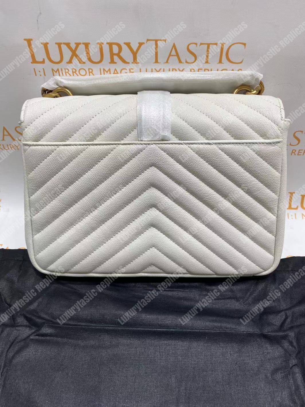 Saint Laurent Classic Medium College Monogram White Gold-Toned