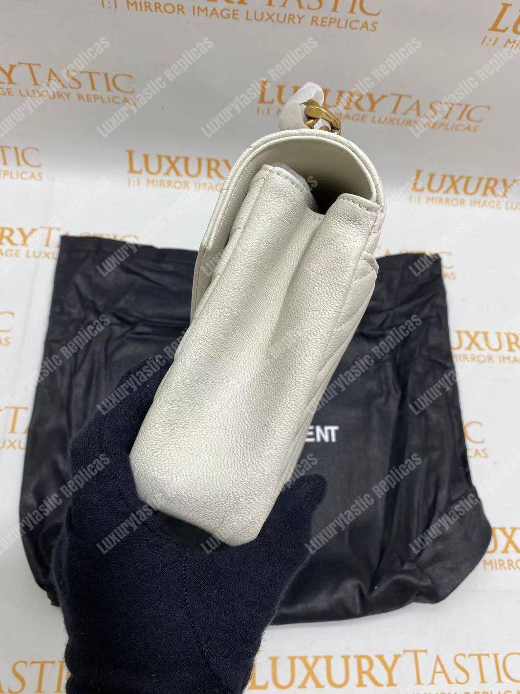Saint Laurent Classic Medium College Monogram White Gold-Toned