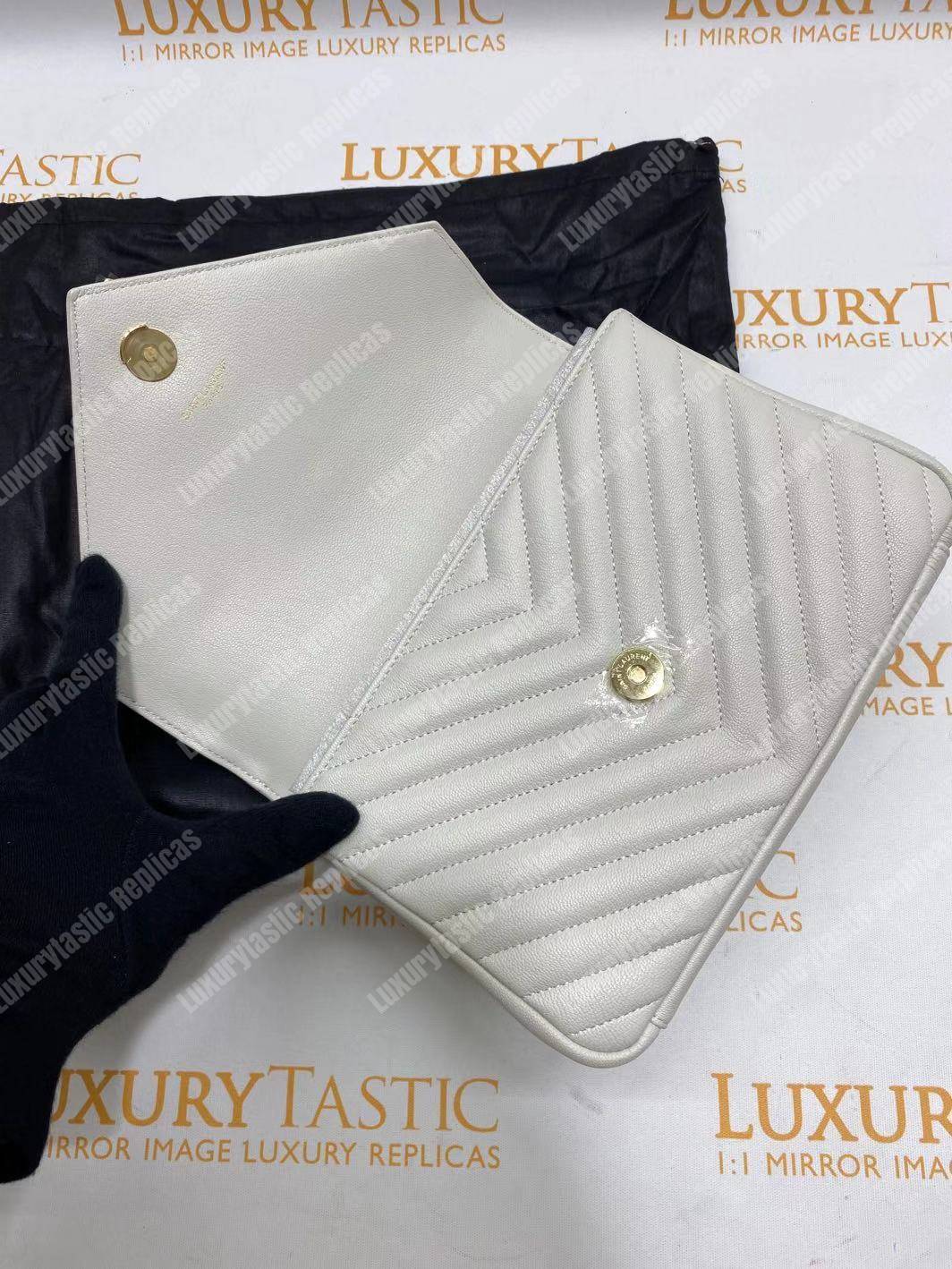 Saint Laurent Classic Medium College Monogram White Gold-Toned