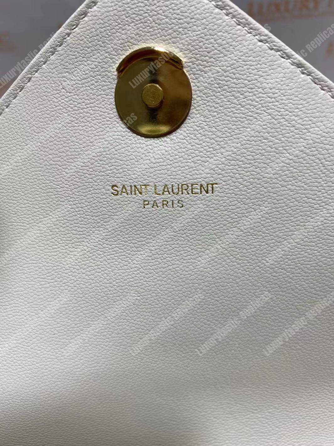 Saint Laurent Classic Medium College Monogram White Gold-Toned