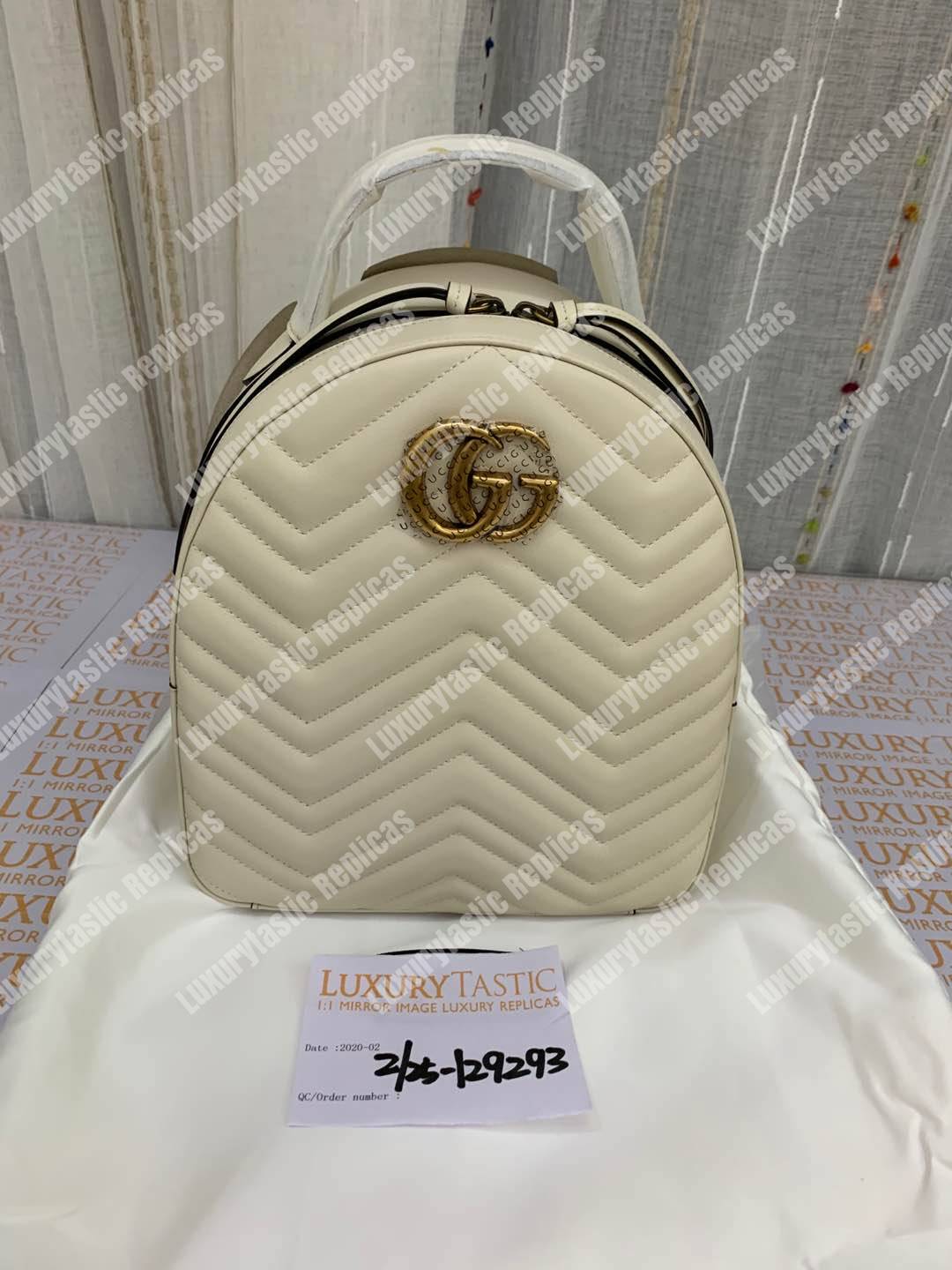 G*u*i gg marmont quilted leather backpack white