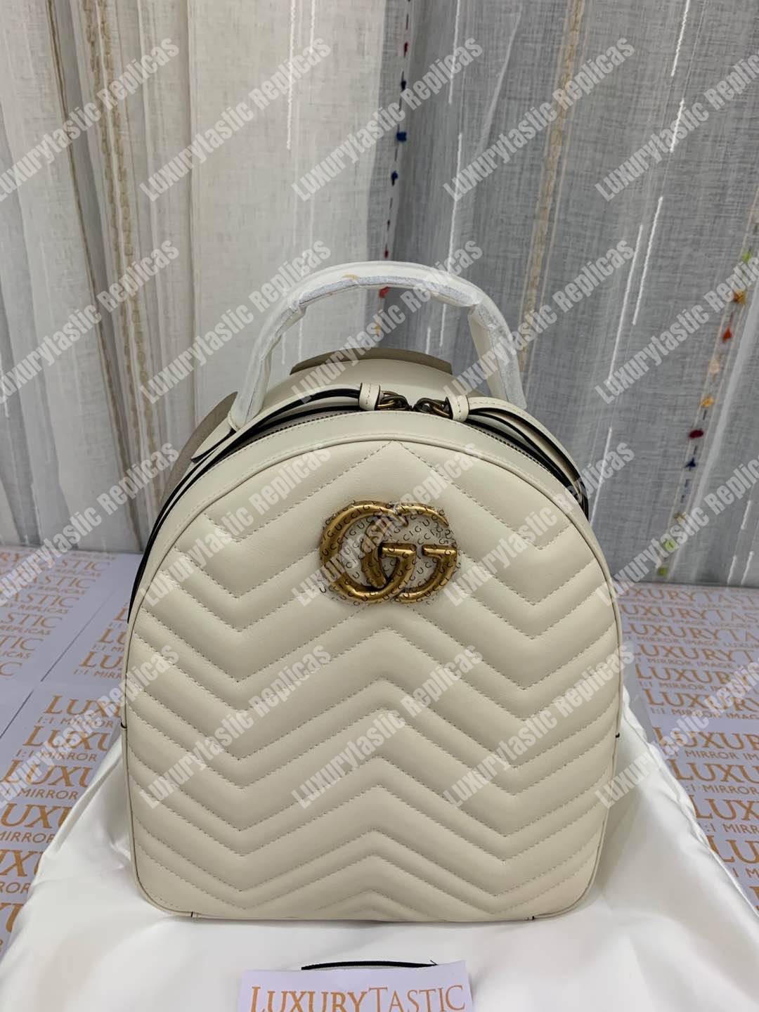 G*u*i gg marmont quilted leather backpack white