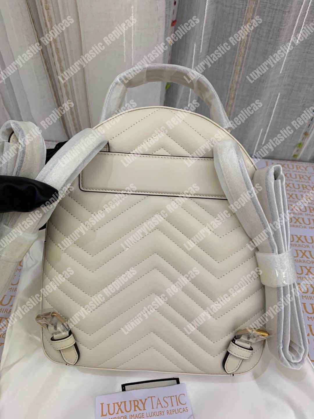 G*u*i gg marmont quilted leather backpack white