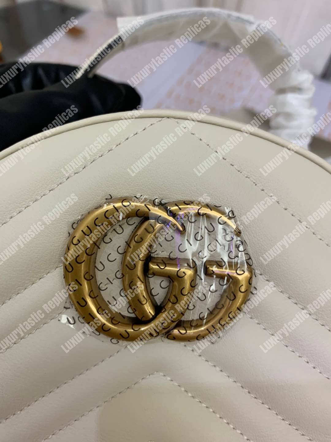 G*u*i gg marmont quilted leather backpack white