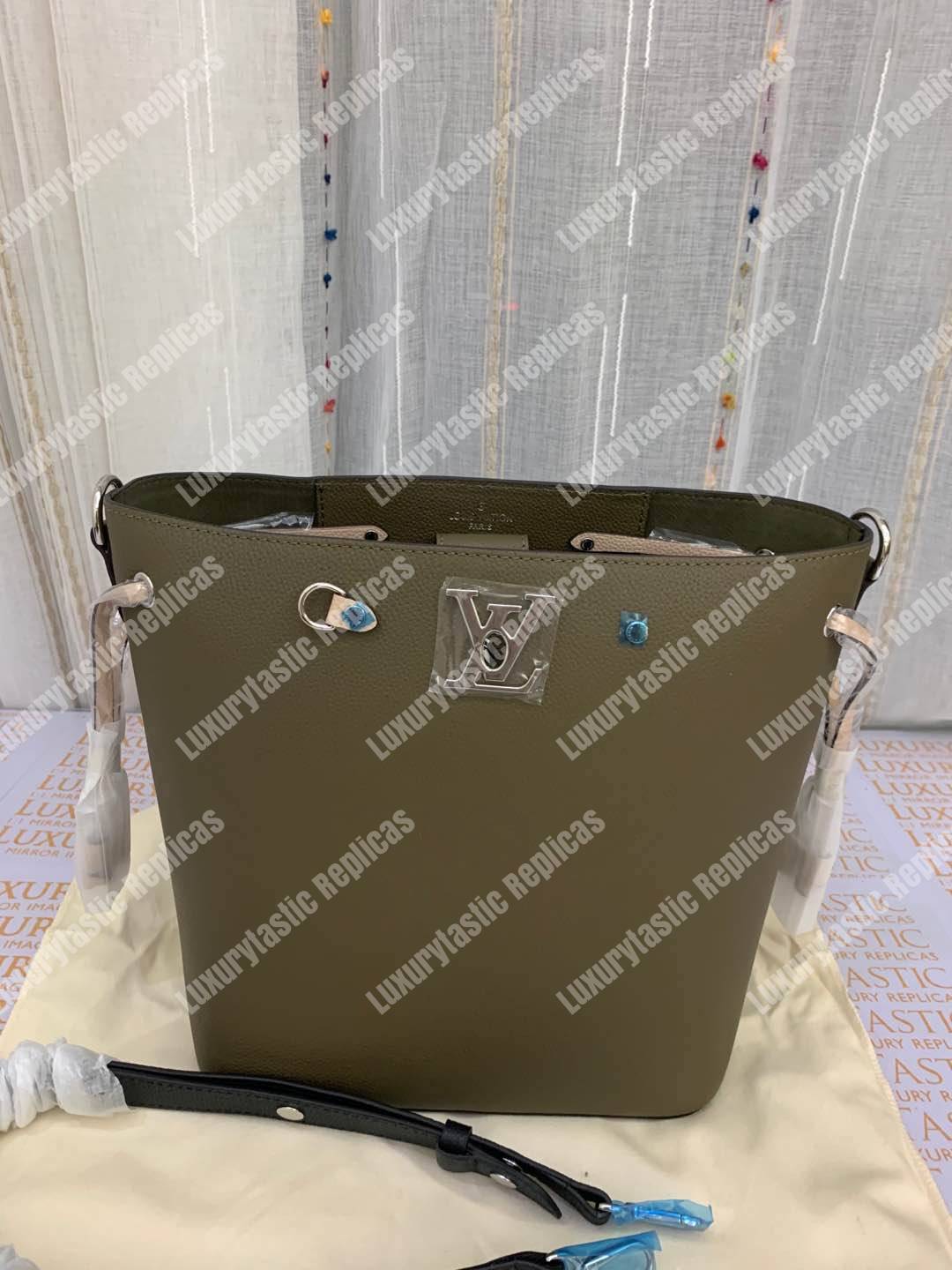 LV LockMe Bucket Laurier Toffee Latte Black
