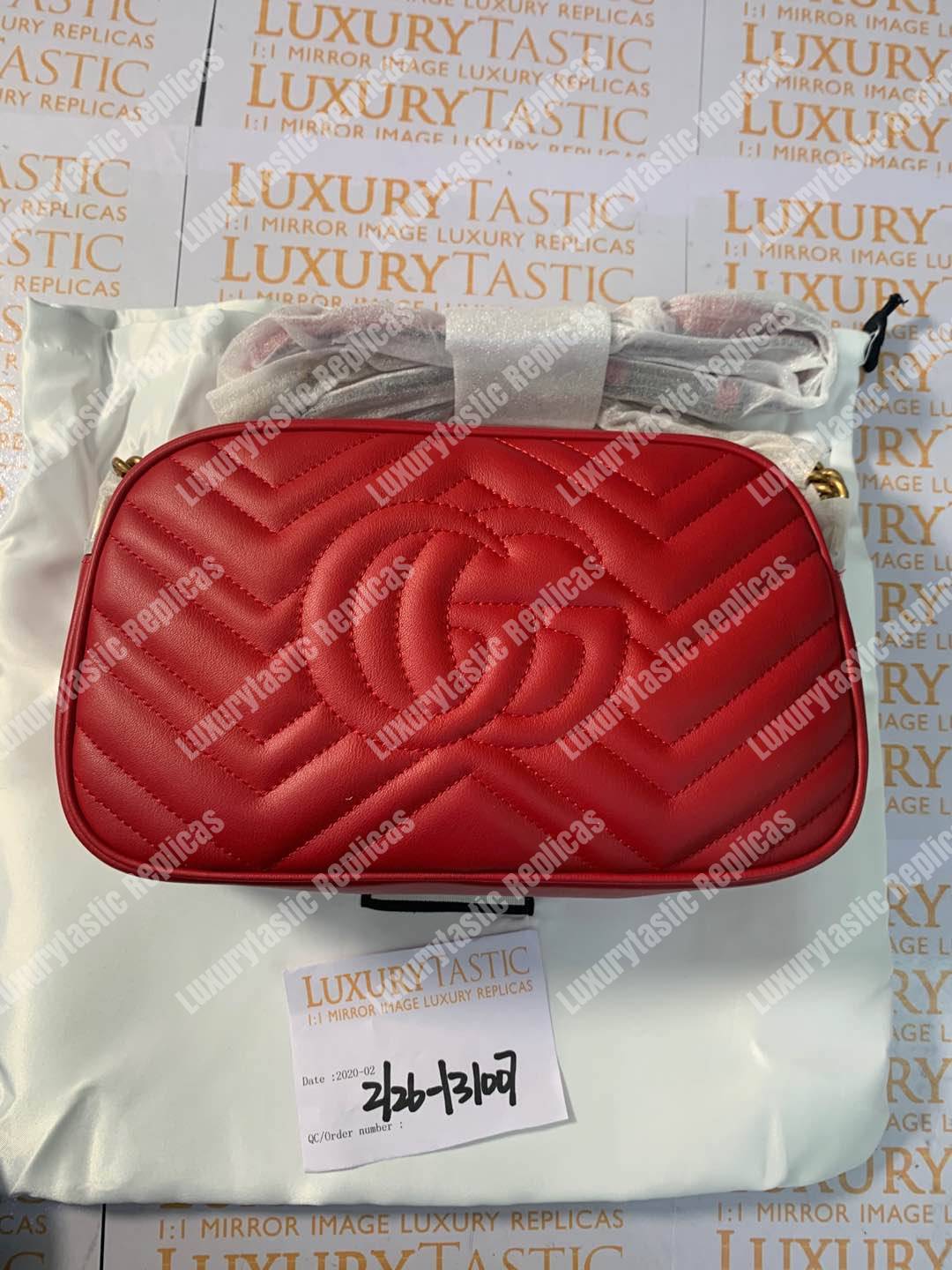 G*u*i gg marmont small matelassé shoulder bag hibiscus red